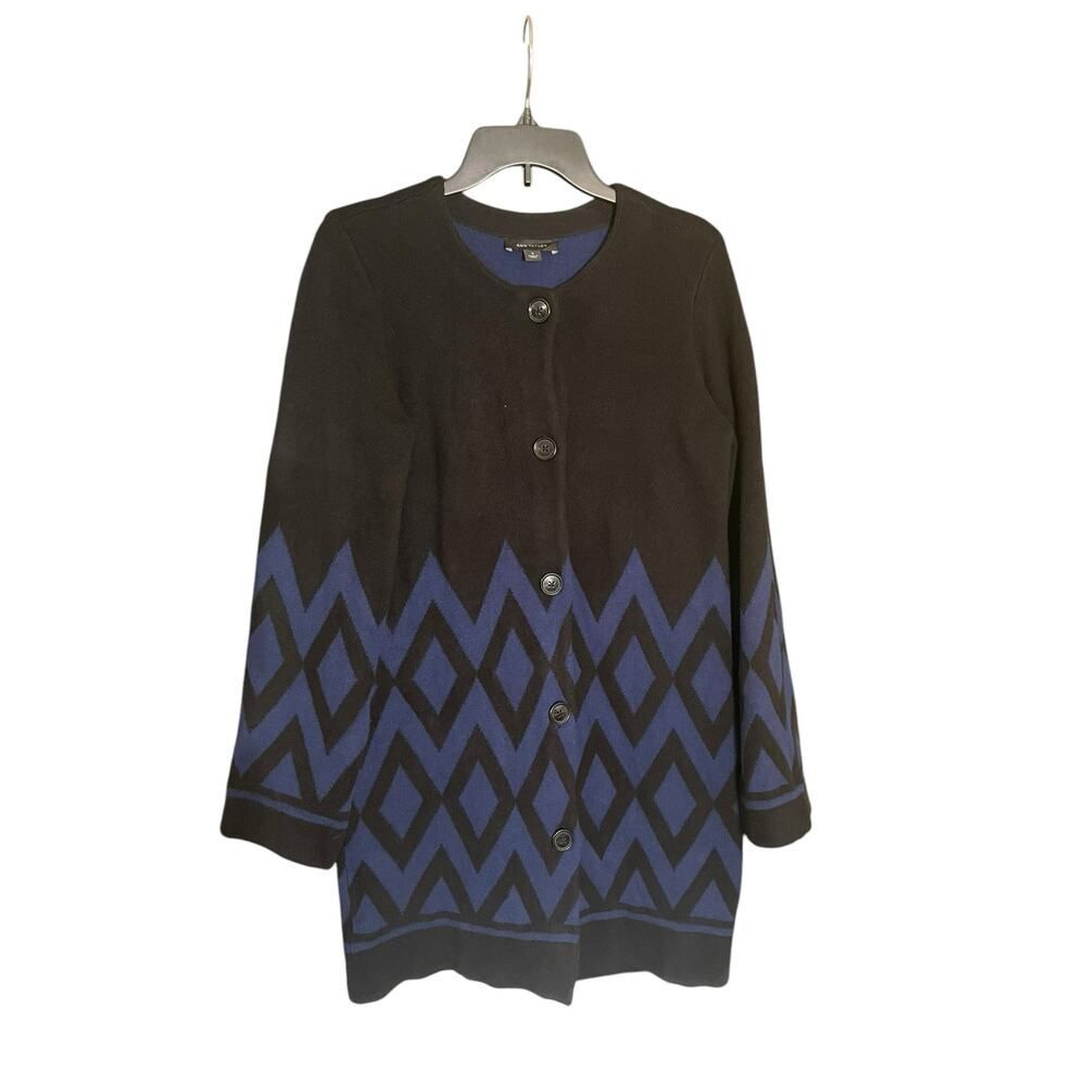 Ann Taylor Black & Blue Long Sleeve Cardigan Long Length- Size Medium
